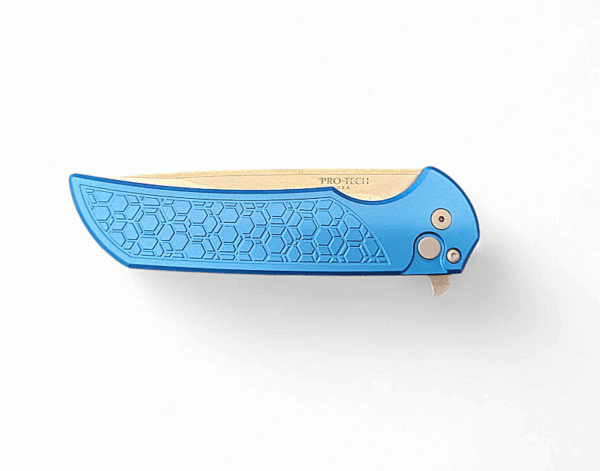 Pro-Tech Mordax Blue "Gridlock" Flipper - Blue/SW MagnaCut - Image 3