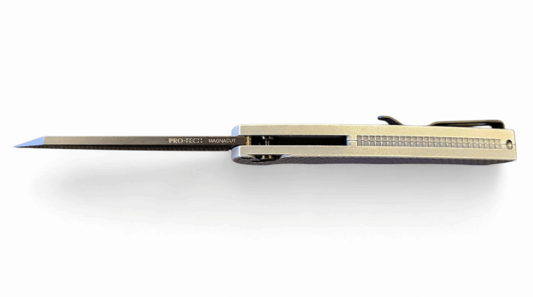 Pro-Tech Malibu - Grey Battleworn Dragon Scale Aluminum/Black DLC Magnacut Reverse Tanto - Image 3
