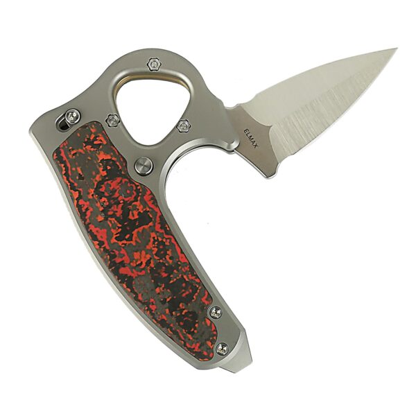 Reate EXO-D Gravity Push Dagger - Ti-bead blast Elmax/Fat Carbon- Lava Flow - Image 4