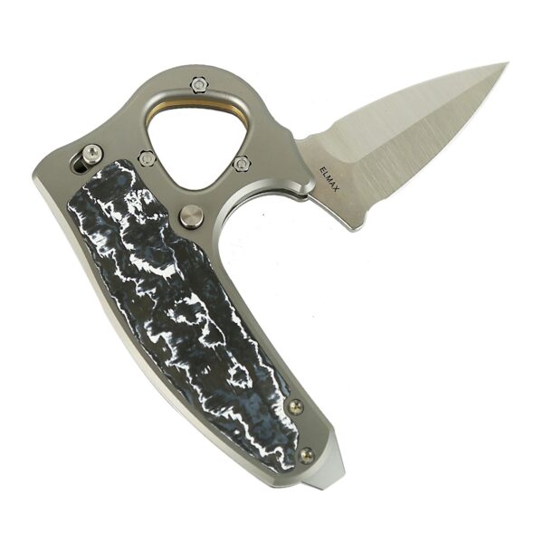 Reate EXO-D Gravity Push Dagger - Ti-bead blast Elmax/Fat Carbon-White Storm - Image 2