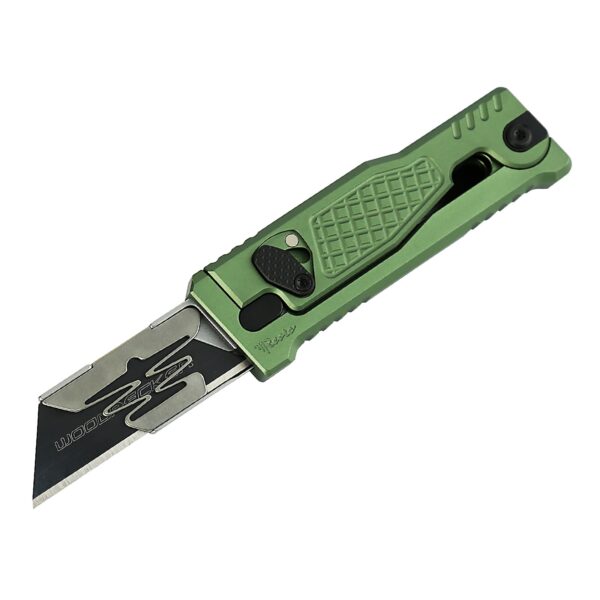 Reate EXO-U Utility Gravity Knife - Aluminum Diamond Pattern-Green