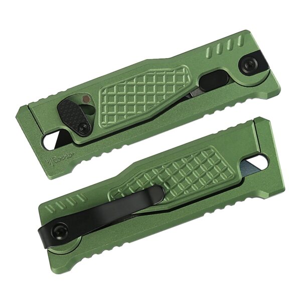 Reate EXO-U Utility Gravity Knife - Aluminum Diamond Pattern-Green - Image 3