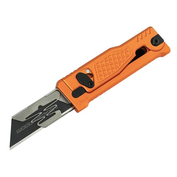 Reate EXO-U Utility Gravity Knife - Aluminum Diamond Pattern-Orange