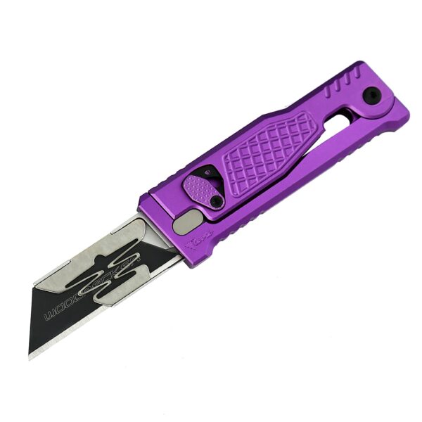 Reate EXO-U Utility Gravity Knife - Aluminum Diamond Pattern-Purple