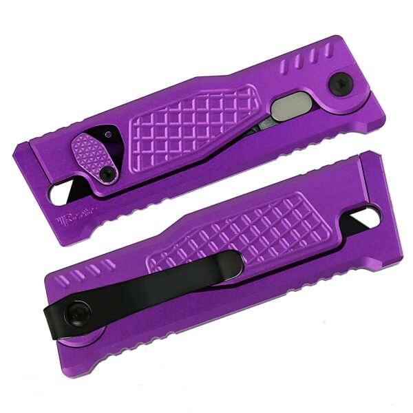 Reate EXO-U Utility Gravity Knife - Aluminum Diamond Pattern-Purple - Image 2