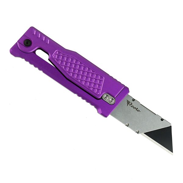 Reate EXO-U Utility Gravity Knife - Aluminum Diamond Pattern-Purple - Image 3