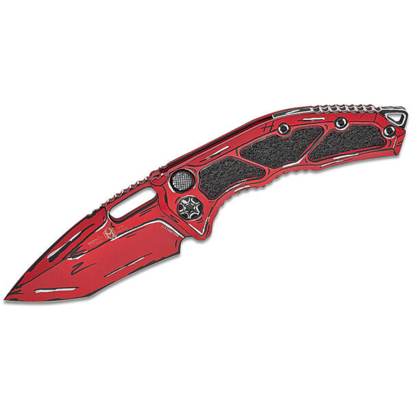 Heretic Knives AUTO Cel Shade Red Recurve Tanto/Red Machined Aluminum Handles