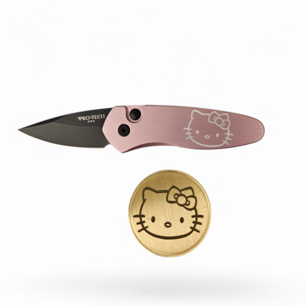 Pro-Tech Sprint Automatic - Pink Aluminum "Hello Kitty" Black DLC Blade