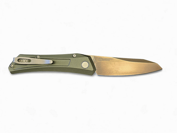 Pro-Tech Oligarch - Green Aluminum/Smokey Grey DLC MagnaCut Blade - Image 2