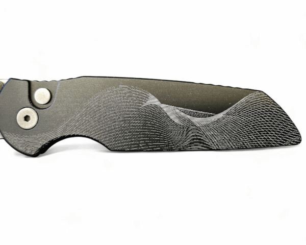 Pro-Tech TR-3 Integrity Button Lock - Black Aluminum w/custom exclusive Wave design - Image 3