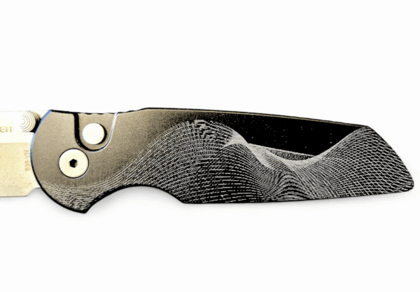 Pro-Tech TR-3 Integrity Button Lock - Black Aluminum w/custom exclusive Wave design - Image 6