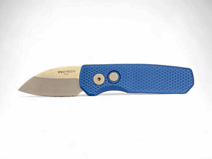 Pro-Tech Runt 5 - Textured Blue Handle/Stone Washed MAGNACUT Wharncliffe Blade