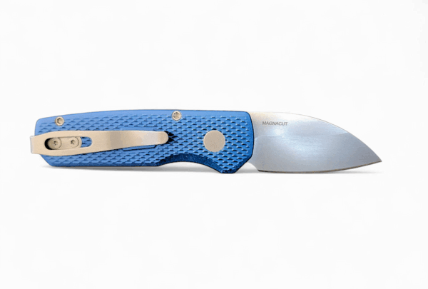 Pro-Tech Runt 5 - Textured Blue Handle/Stone Washed MAGNACUT Wharncliffe Blade - Image 2